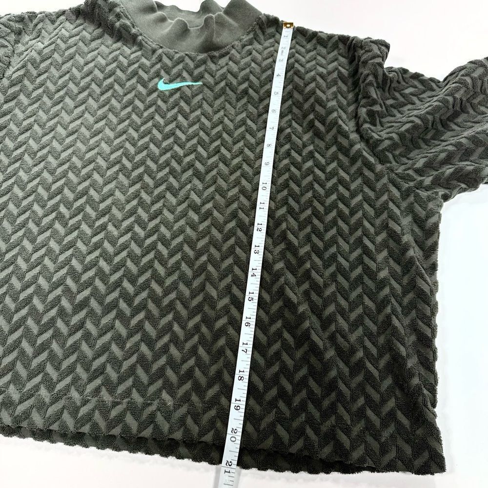 Nike olive green mock neck chevron terry crop top M - Picture 7 of 9